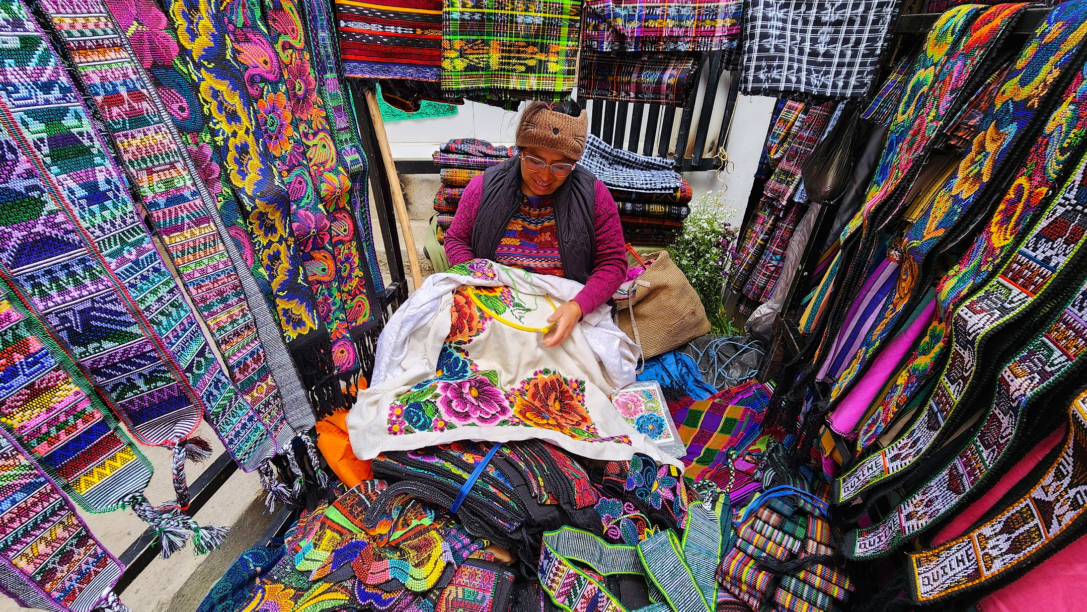Maya woman doing handcraft